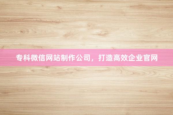 专科微信网站制作公司，打造高效企业官网